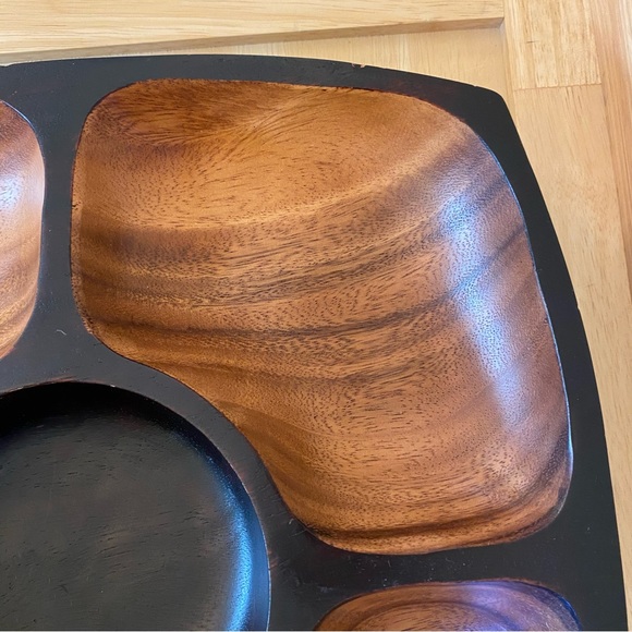 Mid Century Modern Style Heavy Acacia Wood Chip & Dip Serving Tray - Picture 4 of 12